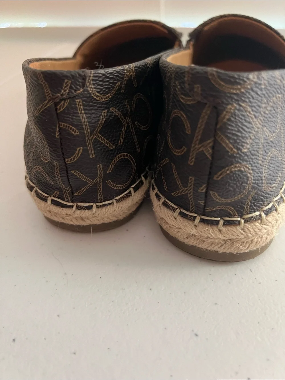 Calvin Klein Brown Monogram Espadrille Slip-Ons 9M